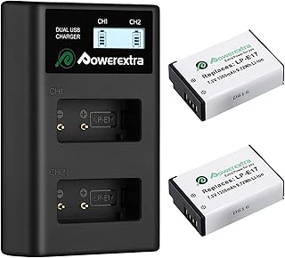 Powerextra 2 Pack LP-E17 Lithium Ion Battery with LCD Smart Dual USB Rapid Charger Compatible with EOS M3, EOS Rebel T6i, EOS Rebel T6s, EOS 750D, EOS 760D, EOS 8000D, Kiss X8i Digital SLR Camera