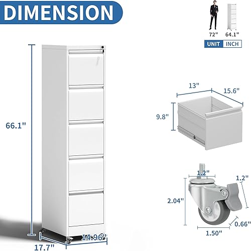 Vista 31 de Archivador móvil de 2 cajones, archivador de metal debajo del escritorio con cerradura y ruedas, archivador rodante para oficina en casa para Negro