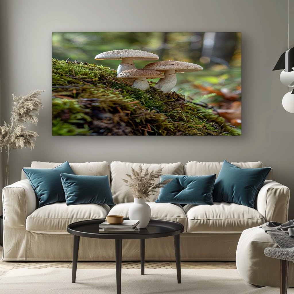 MKBKLI Living Room Wall Art Mushroom Plant Modern Canvas Artwork, Large Decorative Print for Walls, Bedroom, Hallway and Home Decoration 60x120cm