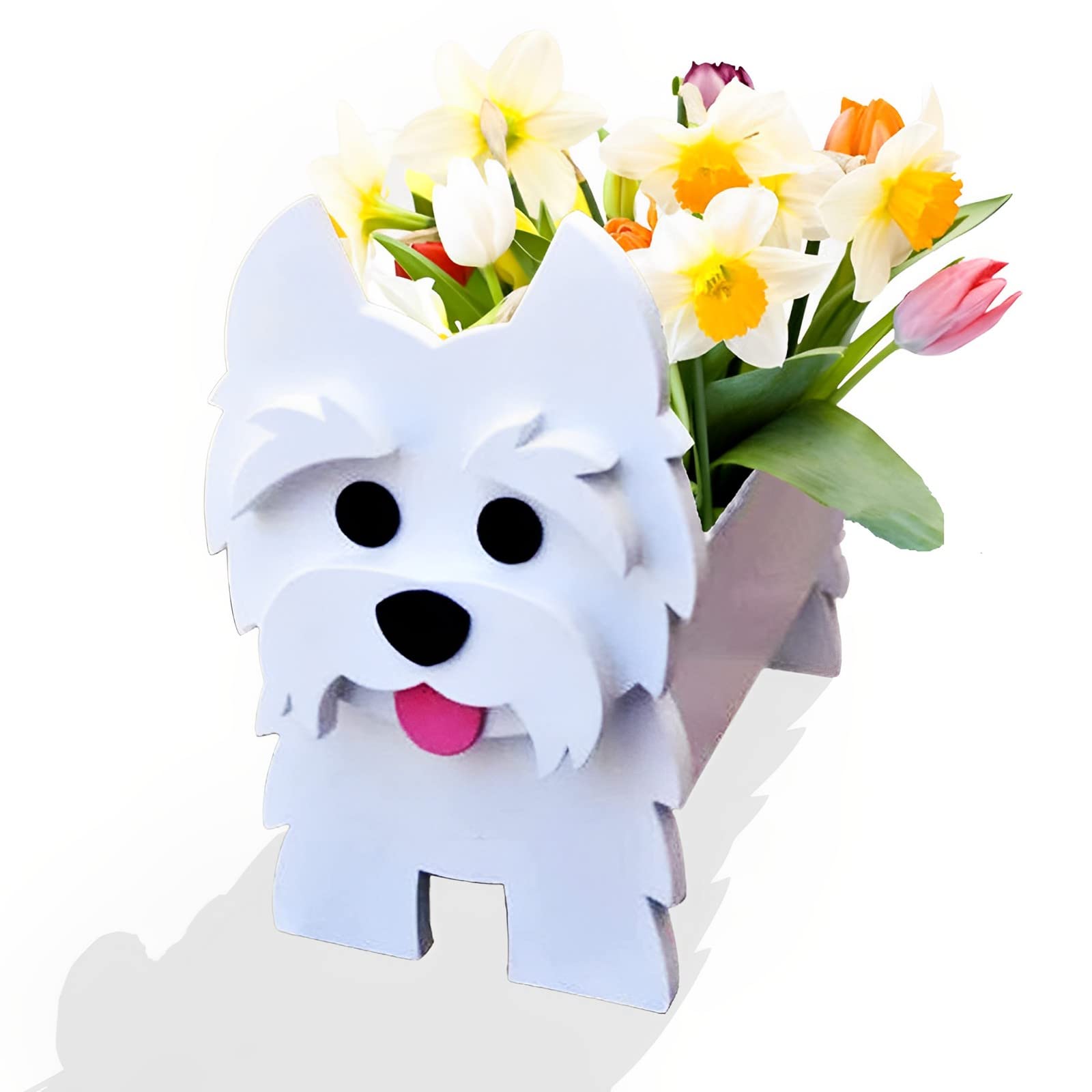White West Highland Planter Gifts for Women, Cute PVC Herb Garden Flower Planter, Indoor/Outdoor Dog Flower Pots, 9.45*8.39*11.85in โ image 1