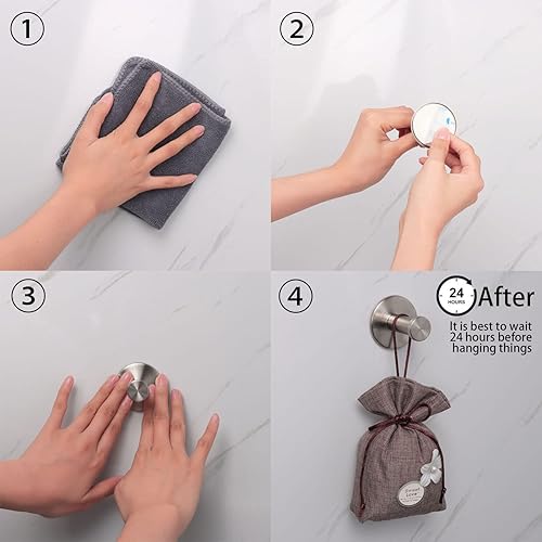 Miniatura 7 de Vanloory Ganchos para toallas de baño, paquete de 6 ganchos autoadhesivos para abrigos, gancho resistente para bata sin perforación, gancho para