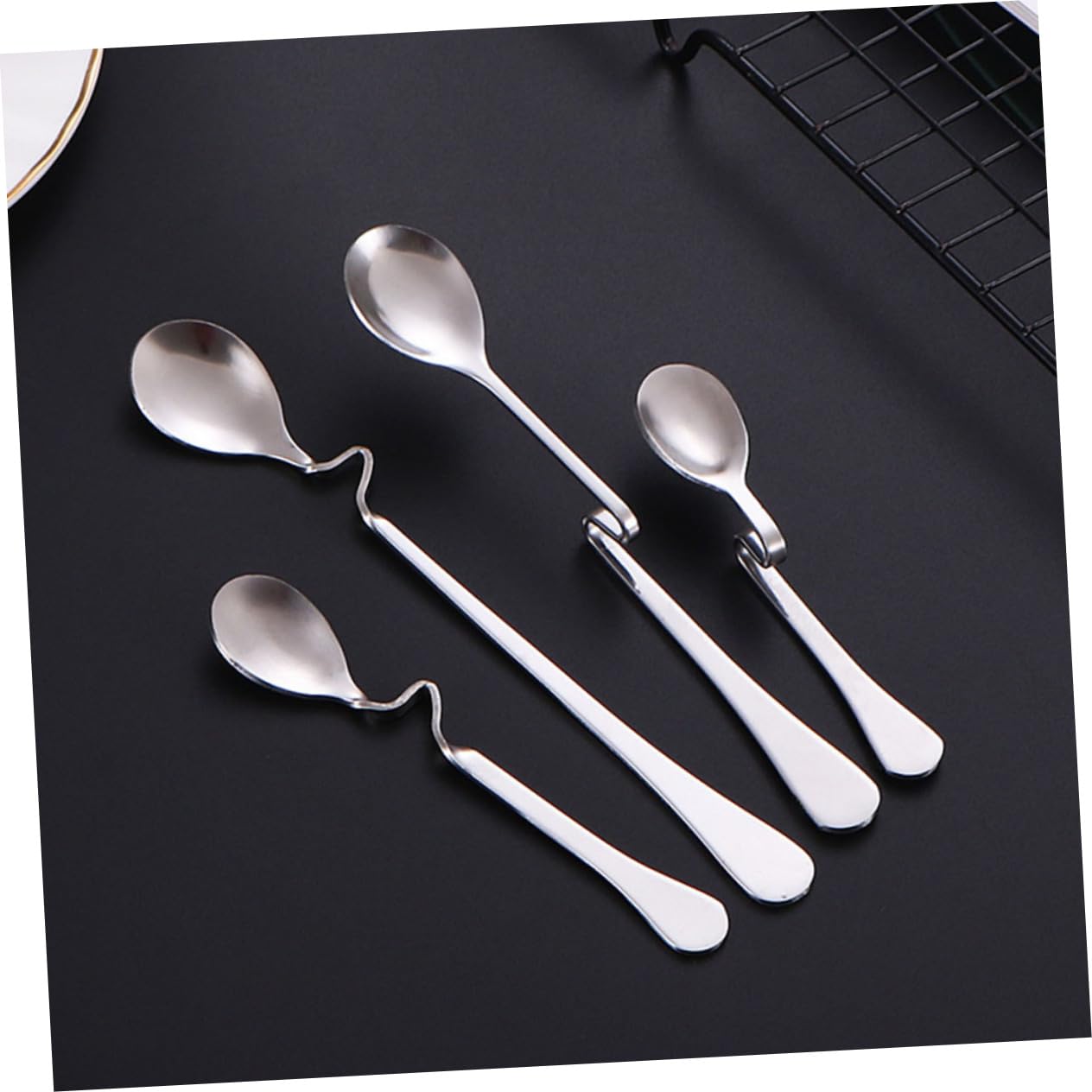 Amazon.co.jp: 4個 カーブハンドルスプーン シュガースプーン 曲がった