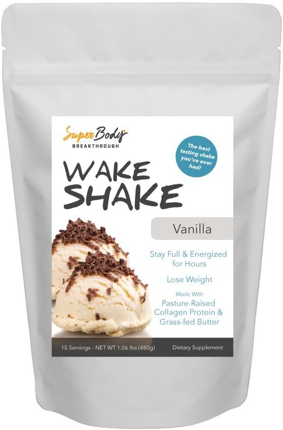 WakeShake Collagen Protein Meal Replacement Shake - French Vanilla Flavor (15 Servings)
