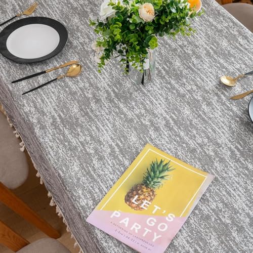 Waterproof-Farmhouse-Burlap-Tablecloth-with-Tassel-Cotton-Linen-Rustic-Embroidery-Table-Cloths-for-6-Foot-Tables-Tablecloths-Wrinkle-Free-Washable-for-Indoor-and-Outdoor-Parties-Party Waterproof Farmhouse Burlap Tablecloth with Tassel Cotton Linen Rustic Embroidery Table Cloths for 6 Foot Tables Tablecloths Wrinkle Free Washable for Indoor and Outdoor Parties Party