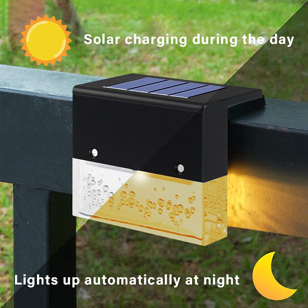 Lampy płotowe solarne na zewnątrz, światła stopniowe RGB, wodoodporne solarne światła do pokładu, lampy ścienne LED do ogrodu na ścieżkę, podwórko, patio, schody, stopnie i płoty, 4 szt