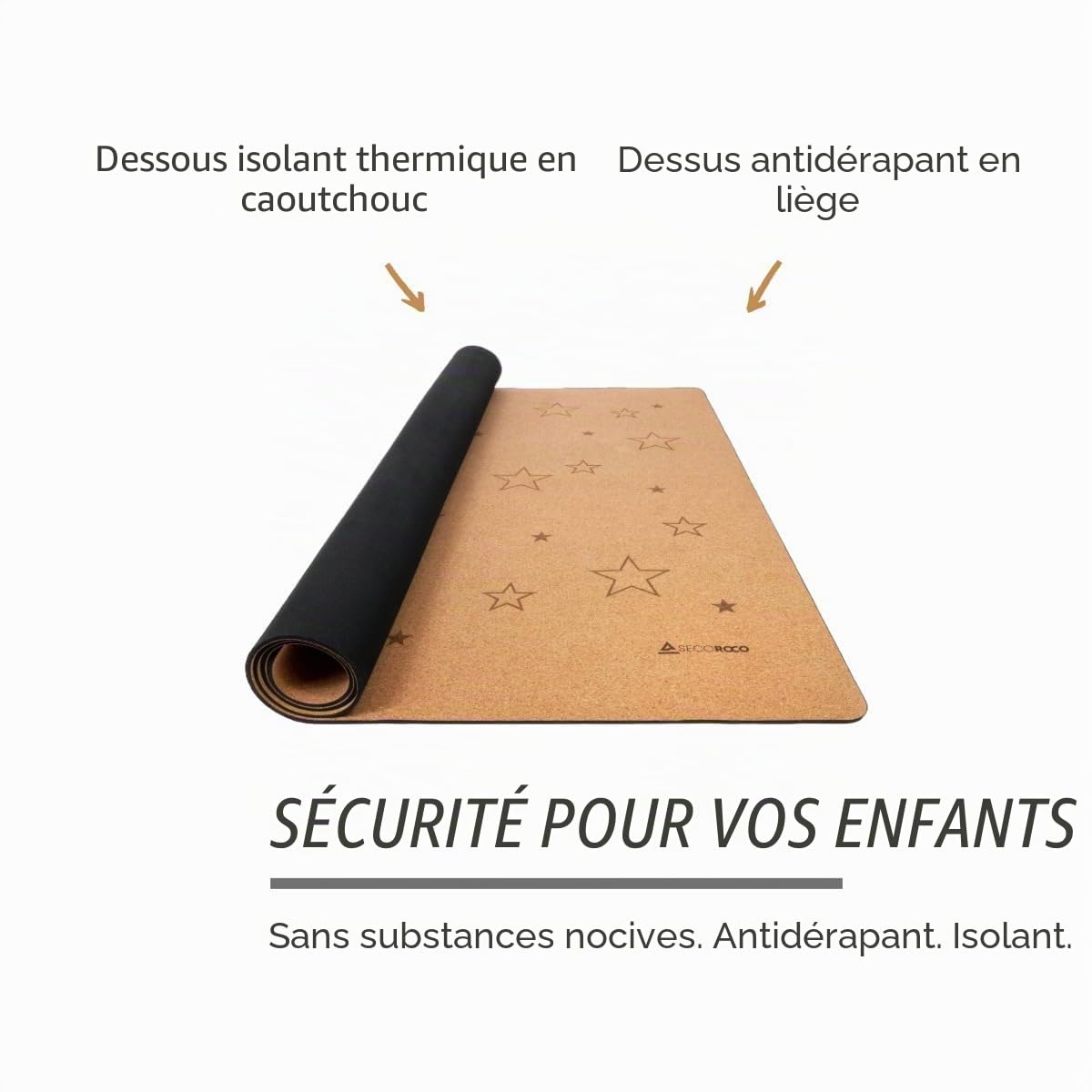 Tapis de Jeu en matériaux naturels. Tapis de Jeu sans substances nocives avec des étoiles. Dimensions 160x110 cm