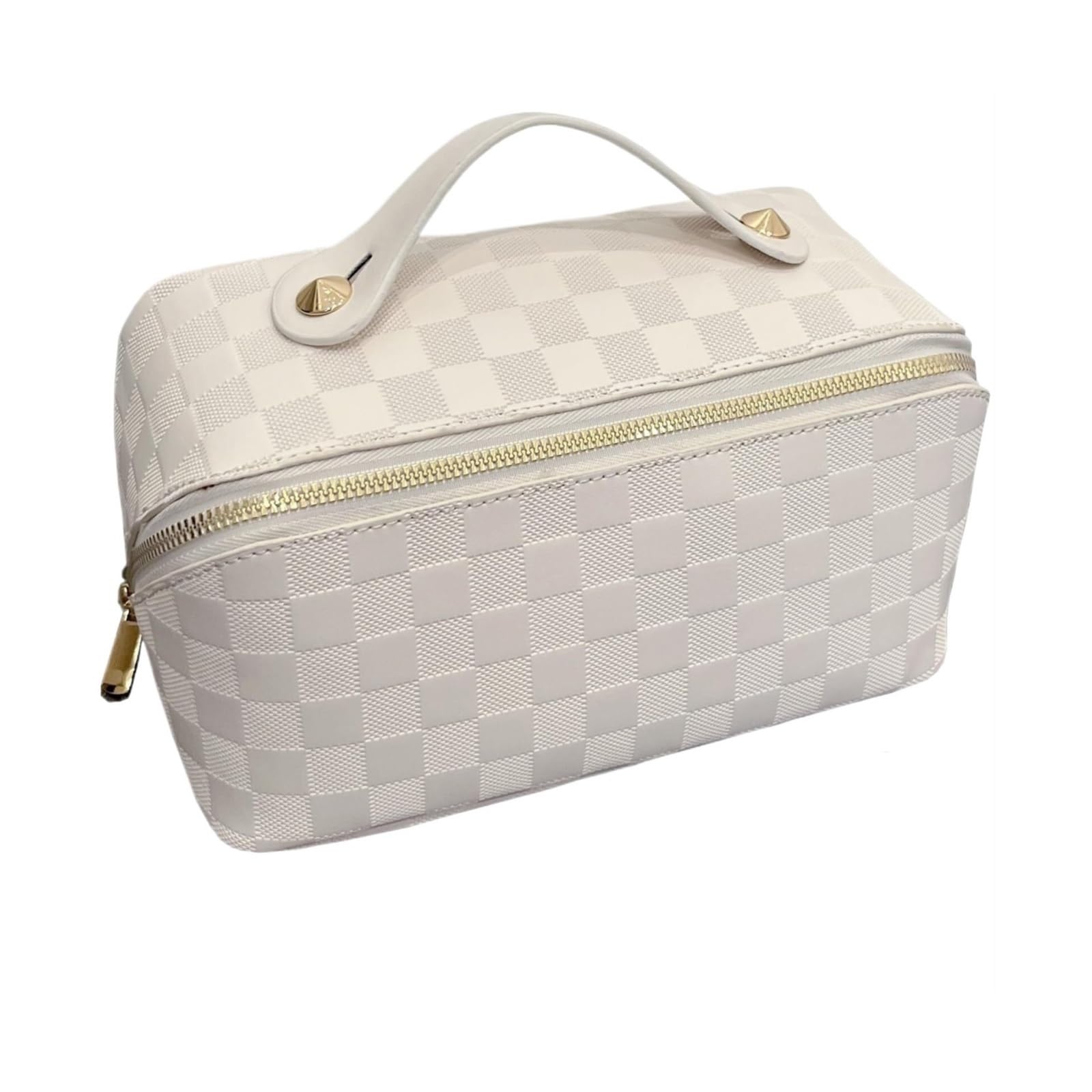 Kosmetiktasche Damen Kosmetiktasche Damen PU-Leder Kosmetiktasche Reise-Kulturbeutel mit Grifffach Kulturbeutel(White)
