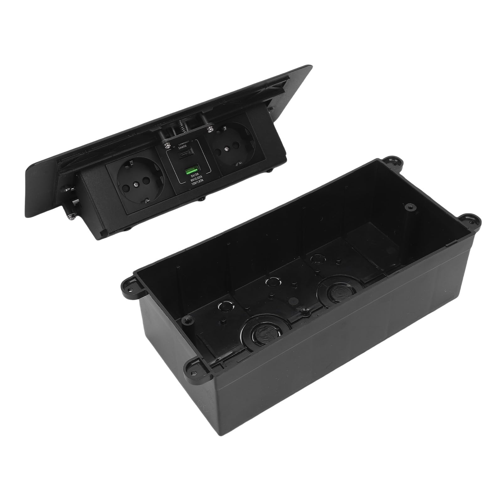 Oumefar Presa Multipla da Tavolo Scatola di Derivazione da Incasso e Durevole da 20 W con Ricarica Rapida per Ufficio Domestico Nera per Centro Commerciale per Ufficio Domestico