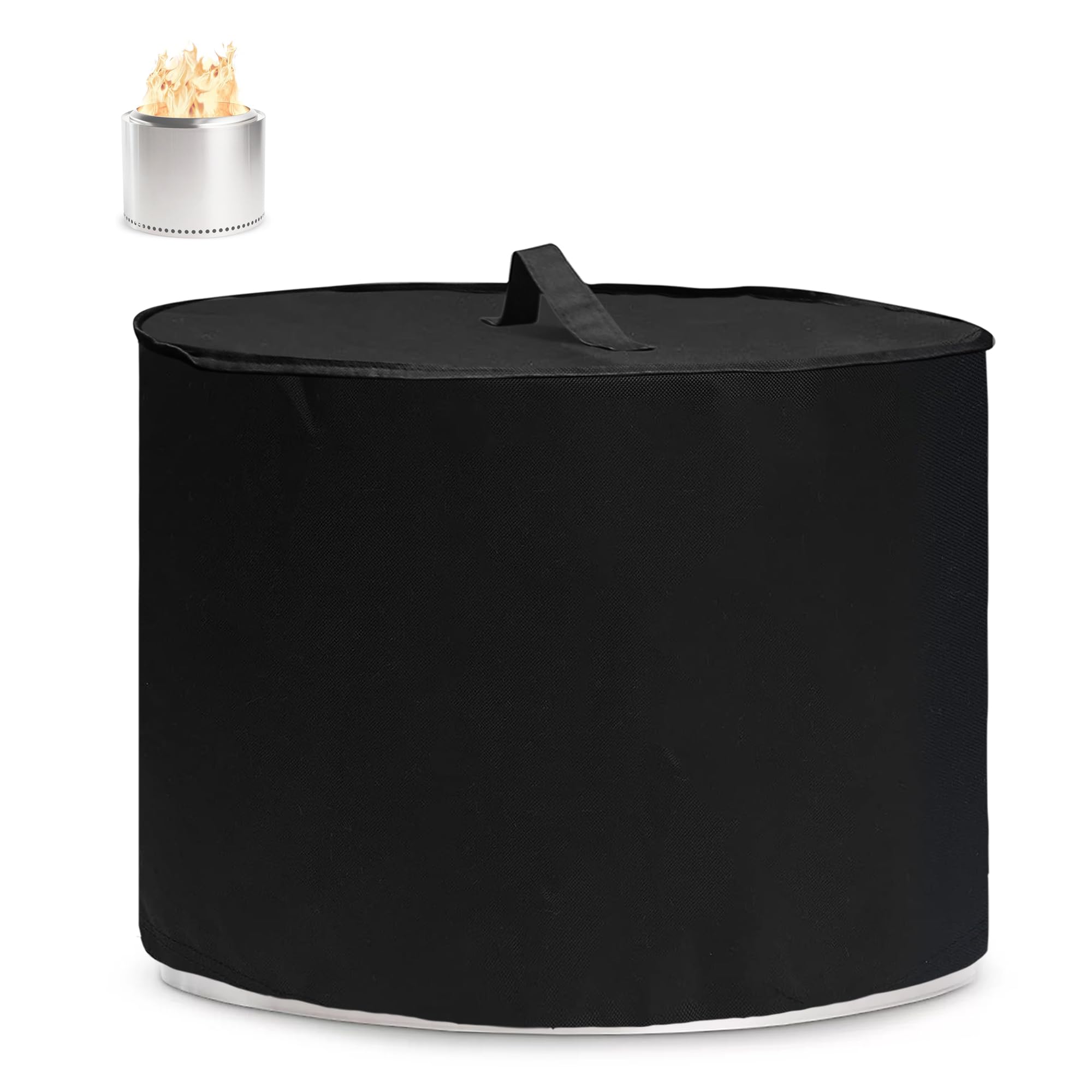 Fire Pit Cover for Solo Stove Bonfire 19.5 Inch Waterproof 600D Patio Fire Pit Cover Round for Bonfire 20 Inch with Drawstring and Reinforced Handle