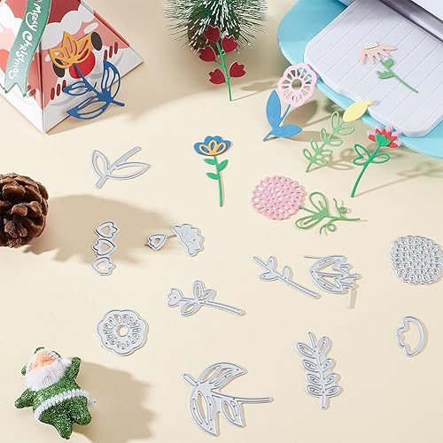 Miniatura 3 de INFUNLY 38 piezas de flores de metal troqueladas capas de flores corte de hojas troquelado 3D DIY plantilla de estampado de flores para hacer