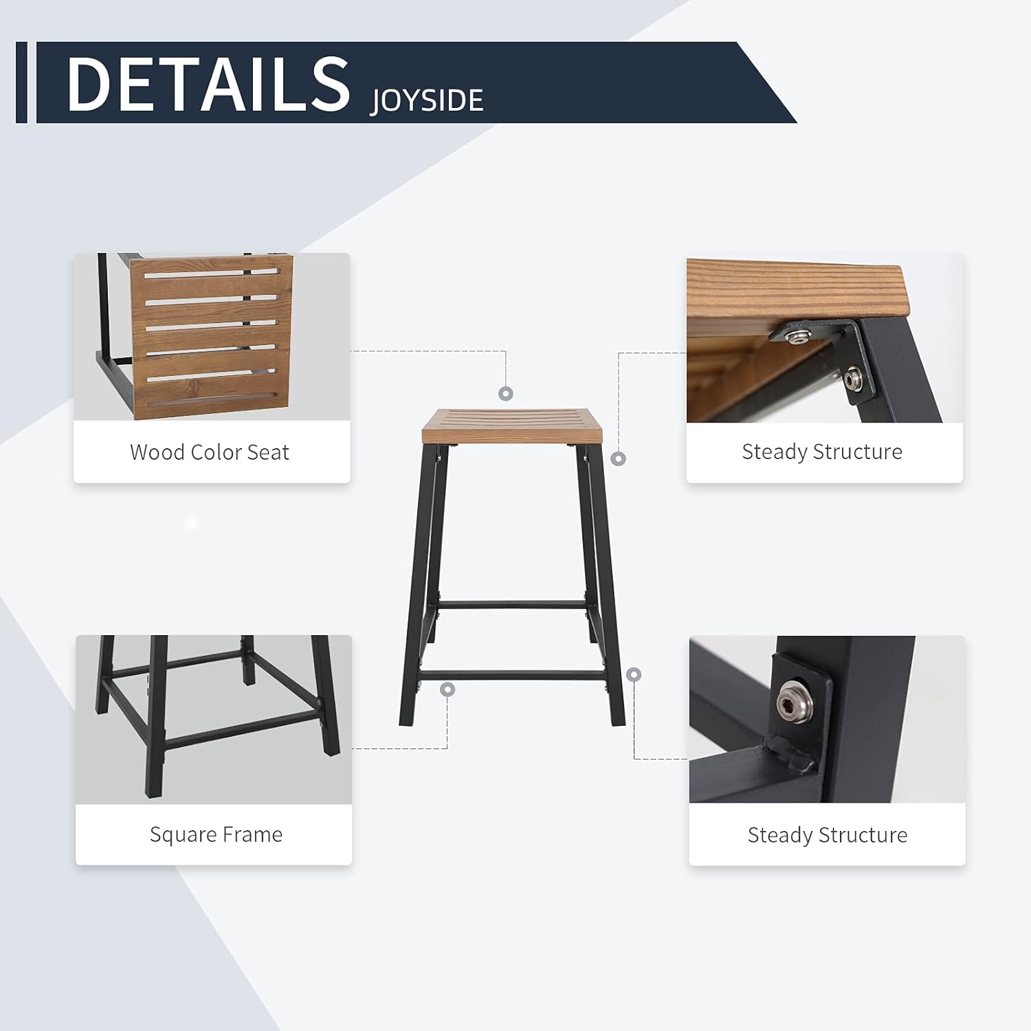 Joyside Bar Stool Bar Chair with Steel Frame Wood Color Seat - Backless Barstool Indoor/Outdoor Barstool Outdoor Kitchen Bar Height Patio Chairs , All-Weather Patio Furniture, One Bar Chair : Patio, Lawn & Garden