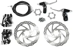 BlueSunshine Kit de freio de disco dianteiro e traseiro – 160 mm para bicicleta motorizada a gás 80cc – Distância do orifício rosqueado de 48 mm