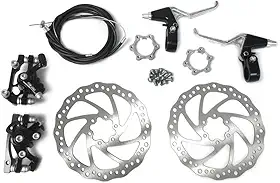 BlueSunshine Kit de freio de disco dianteiro e traseiro – 160 mm para bicicleta motorizada a gás 80cc – Distância do orifício rosqueado de 48 mm