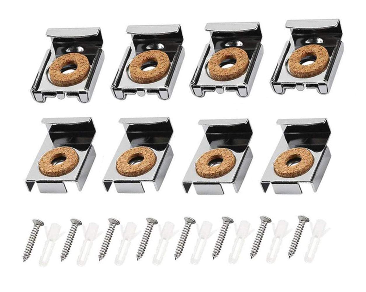 Spiegelhalter-Clips Set – 16 Stück Metall-Clips Mit Schrauben & Dübeln | Für Rahmenlose Spiegel Bis 90x120 Cm