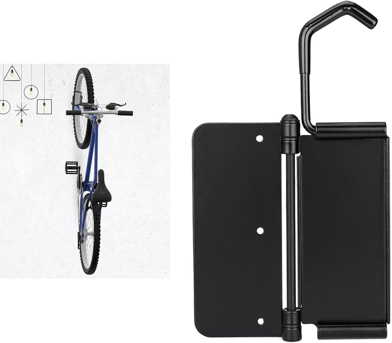 Bike Wall Mount Rack Hanger Space Saver 30kg/66lb Capacity Steel Indoor Garage Storage Holder for Vertical Display Foldable Secure Shelf