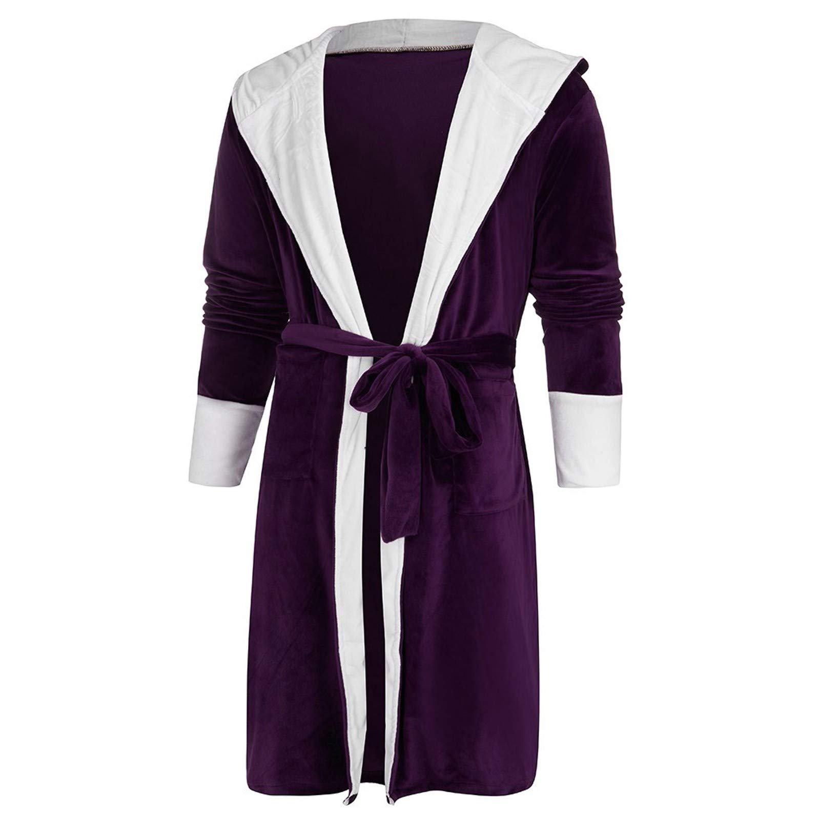 Albornoz para mujer, de rizo con capucha, de algodón, para sauna, albornoz mullido, de forro polar, suave, ropa de dormir acogedora para casa de spa y hotel