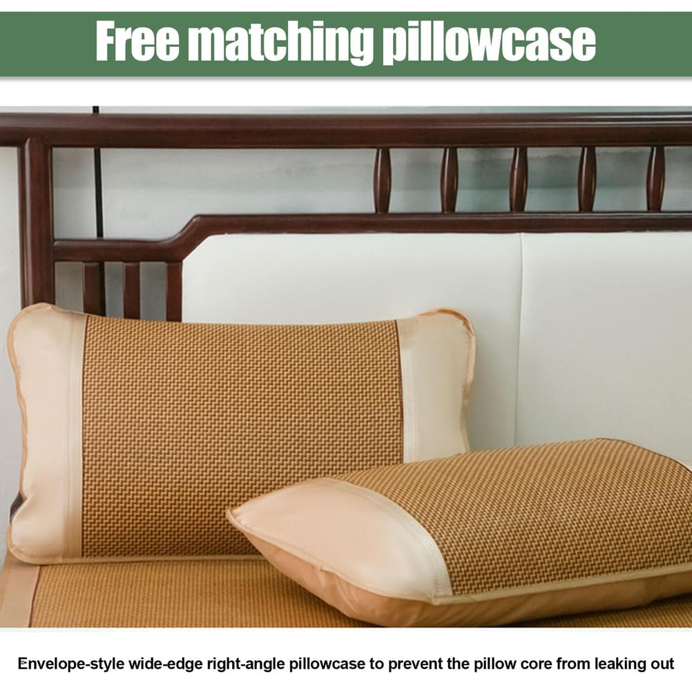 AVSMGP Stuoia Estivo in Rattan Ghiacciato, Materasso Rinfrescante per Letto - Proteggi-Materasso Pieghevole E Traspirante - per Letto Singolo, Matrimoniale, Queen-Size,C,180cmx200cm