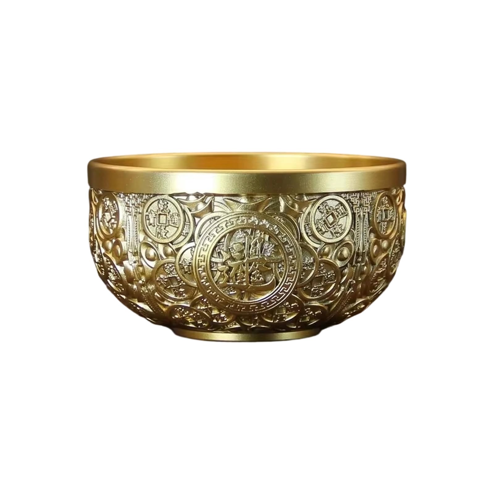 hogtnd Golden Brass Bowl Copper Decorative Bowl Serving Bowls Blessing Fengshui Ornament Buddhist Altars Accessories Serving