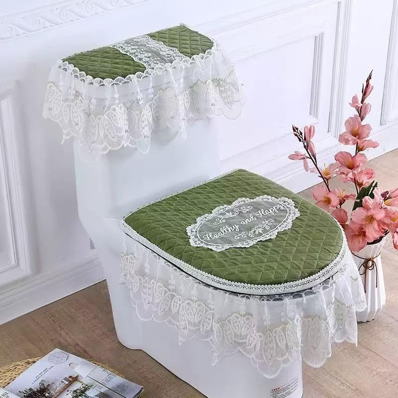 Elegant Lace Toilet Tank Cover Set - 67% Off, Now $10.99