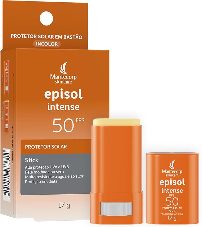 Mantecorp - Protetor Solar Episol Intense Stick FPS 50 - Alta Proteção e Hidratação em Formato Prático - 17g