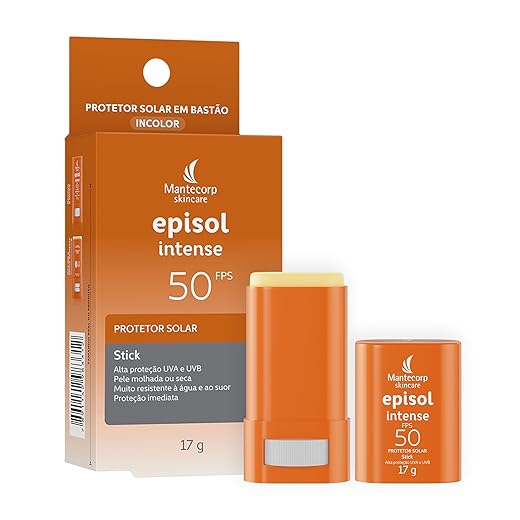 Mantecorp - Protetor Solar Episol Intense Stick FPS 50 - Alta Proteção e Hidratação em Formato Prático - 17g