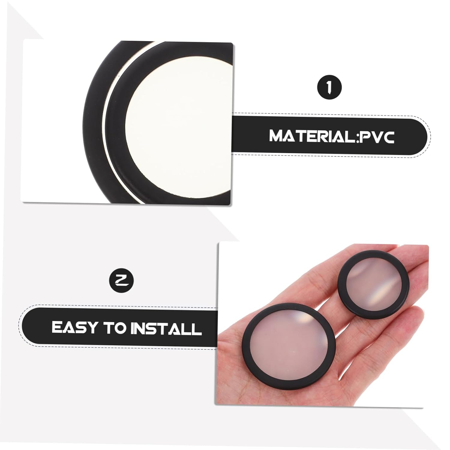Generic 2pcs Accessories Cardiology Diaphragms Membranes Replacement Accessories Replacement Diaphragm Diaphragm Cover Black PVC