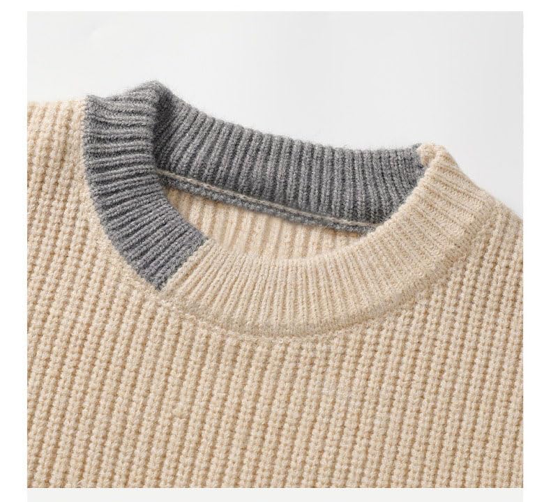 Prenda de punto casual de hombre jersey holgado cuello redondo invierno 6