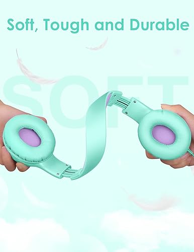 Miniatura 96 de Auriculares para niños con cable, auriculares sobre la oreja para niños con micrófono, límite de volumen de 85/94 dB, auriculares para niños y niñas
