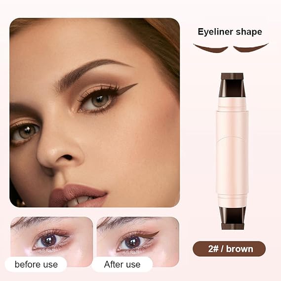 2PCS Gel Eyeliner Pencil Set, Winged Liquid Eyeliner Stamp For Beginner
