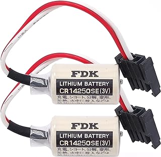 (2-Pack) 3V 1100mAh 1747-BA Replacement PLC Battery for Sanyo CR14250SE, FDK CR14250SE, AB Allen Bradley 1747-BA Backup Power Supply with Balck Plug