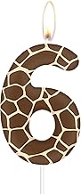 Giraffe Number Candles, Girls Boys 6th Birthday Candles, Brown Number 6 Cake Candle, Giraffe Birthday Cake Decorations, Girl Boy 6th Birthday Party Decorations