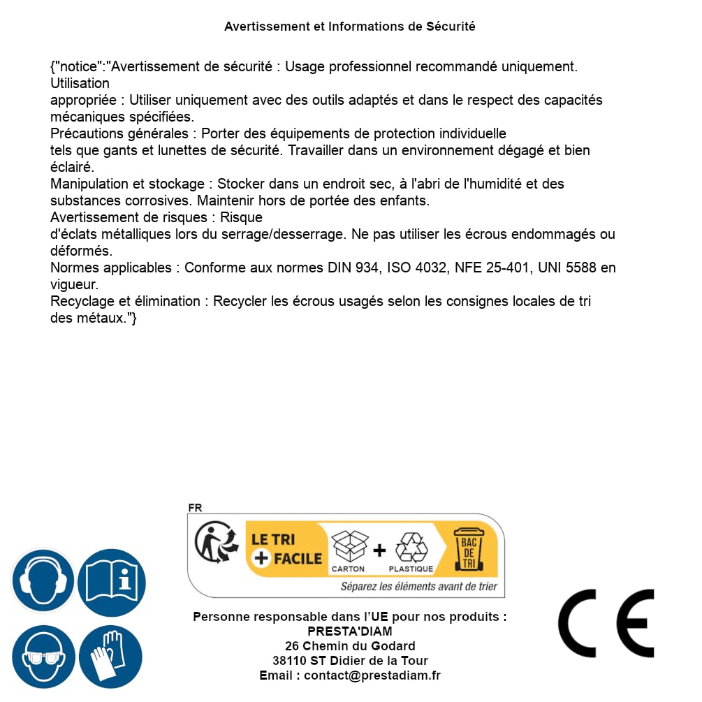 5 dadi esagonali M42 mm, DIN 934, acciaio inox A4, D-Work