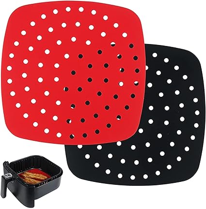 Air Fryer Silicone Liners - 8 Inch Round, Non-Stick Resuable Air Fryer Basket Mats 2 Pack, Air Fryer Accessories for Cosori, Gowise,Ninja, Ultrean, Chefman, Innsky, Dash and More (7.5 Inch)