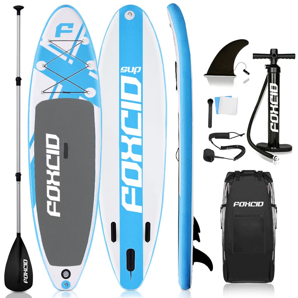 Tavola gonfiabile per stand up paddle (15,2 cm di spessore) con accessori per SUP di alta qualità e borsa per il trasporto, ampia posizione, pinna inferiore per pagaiare, controllo del surf