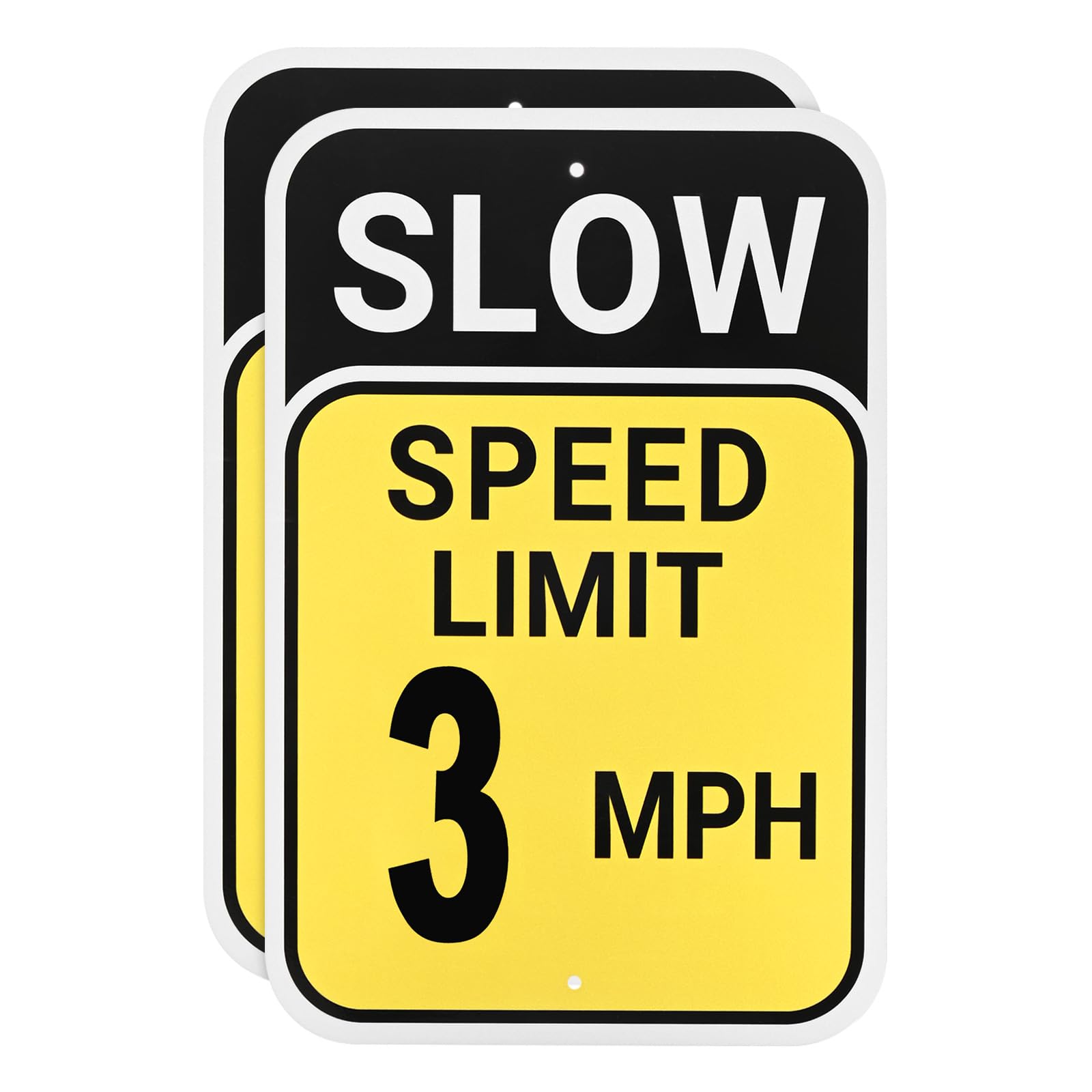 M METERXITY 2-Pack Speed Limit 3 MPH Sign 12" x 8" Aluminum Outdoor/Indoor
