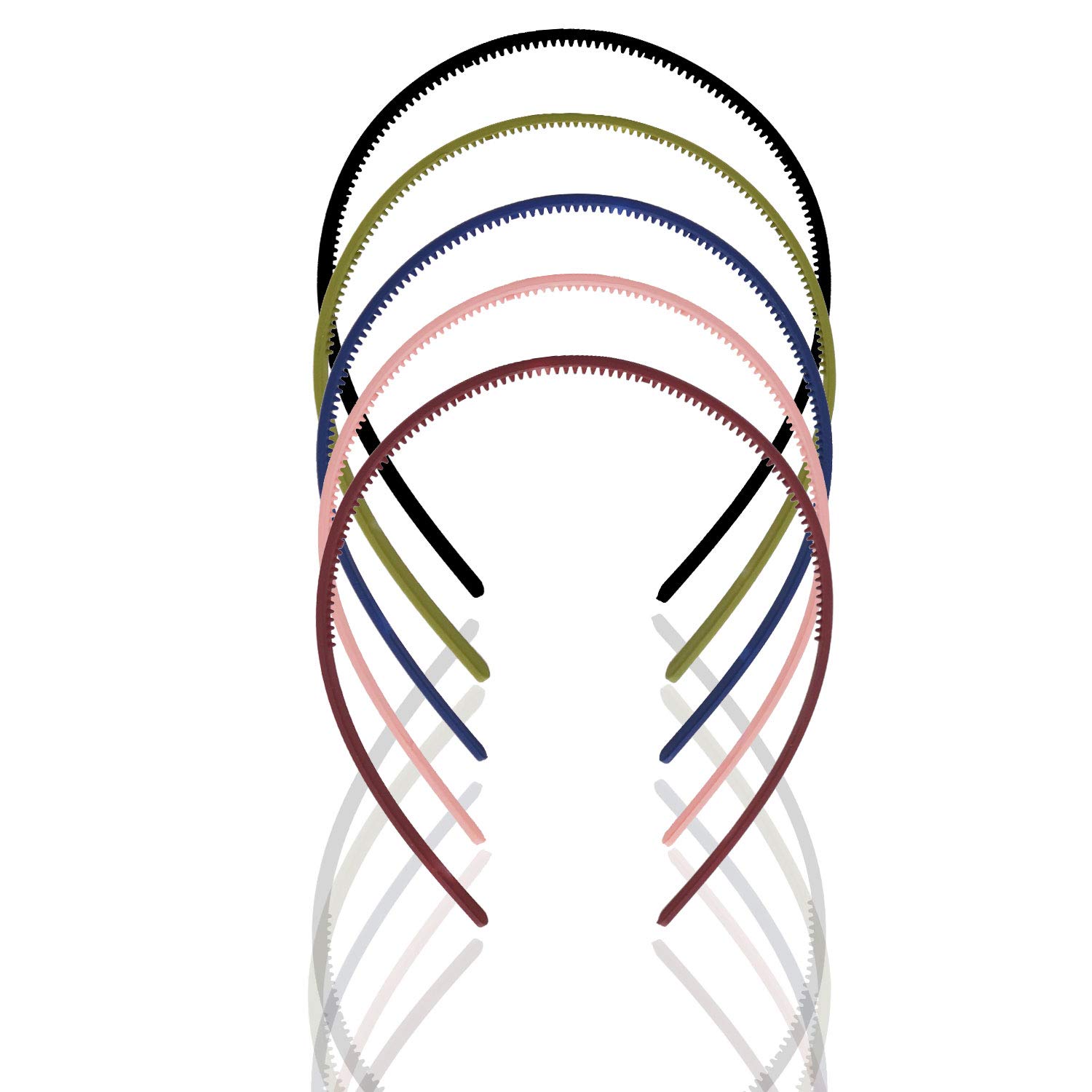 Xfantong 5 Pieces Plastic Plain Headbands Colorful Teeth Comb Headbands Skinny DIY Hair Bands Headbands for Women Girls (Green)