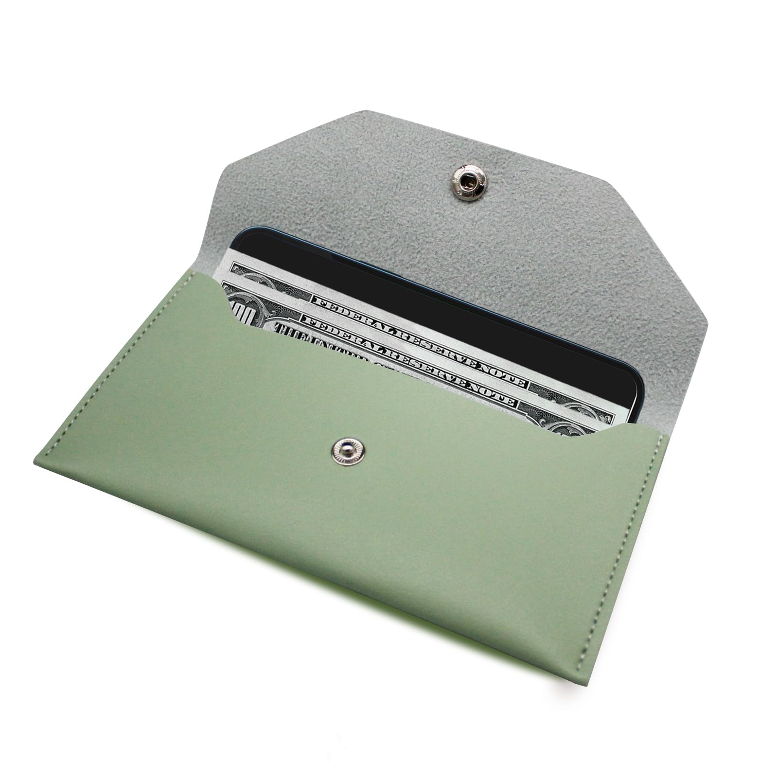 BLMHTWO Cash Wallets for Women, Reusable Envelopes for Cash Leather Cash Envelope Wallet Men and Women Cash Wallet Envelope for Budgeting Cash Check Billing (Green)