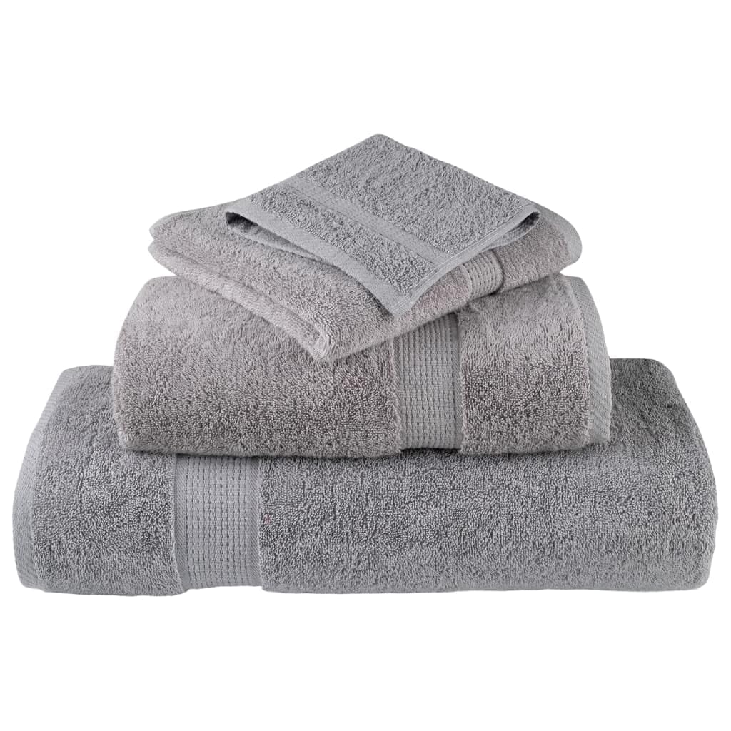 Hothingwell - Toallas de baño (100 x 200 cm, 4 piezas), color gris | Certificado Oeko-Tex, anillo de niña, lavable a máquina, hebilla de suspensión, uso doméstico y comercial