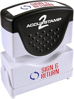 ACCU-STAMP2 Message Stamp with Shutter, 2-Color, SIGN AND RETURN, 1-5/8" x 1/2" Impression, Pre-Ink, Red and Blue Ink (035528)