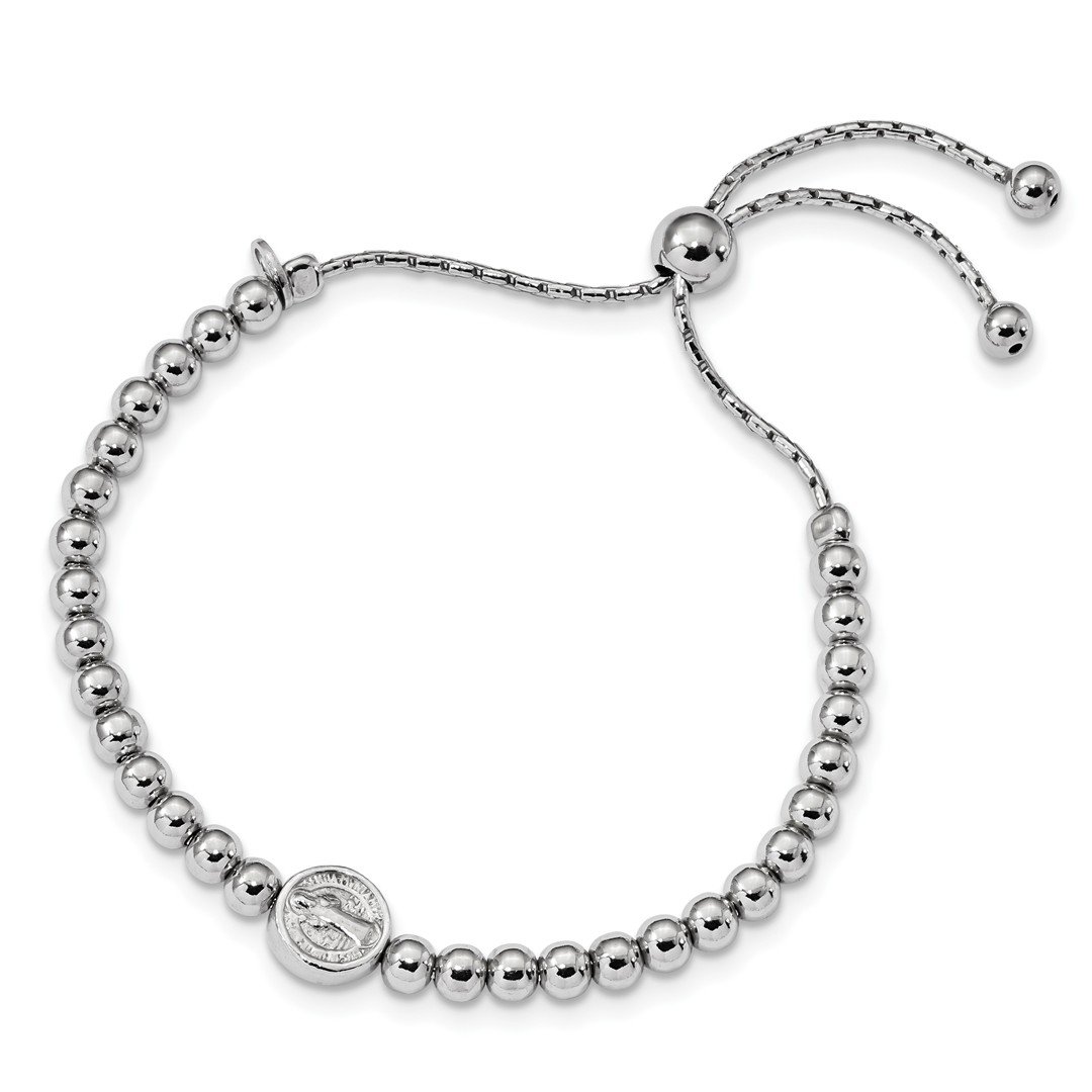 IceCarats 925 Sterling Silver Beaded Ball Saint Medal 5 inch to 8.25 Wrap Charm Bracelet