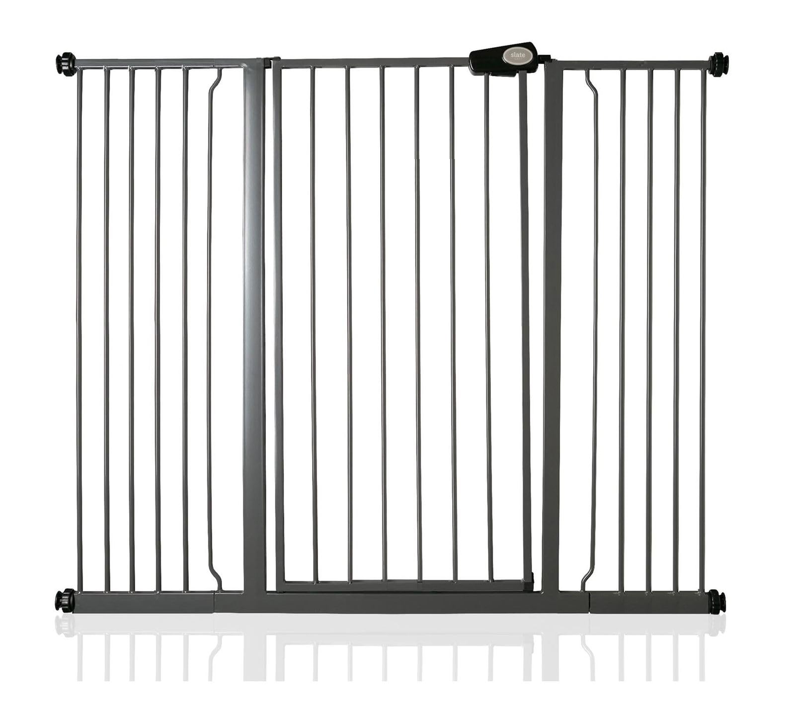 Safetots Slate Grey Extra Tall Metal Safety Gate Pressure Fit, 133.2Cm - 140.8Cm, 104Cm In Height, Extra Tall Stair Gate, Tall Baby Gate, Easy Installation