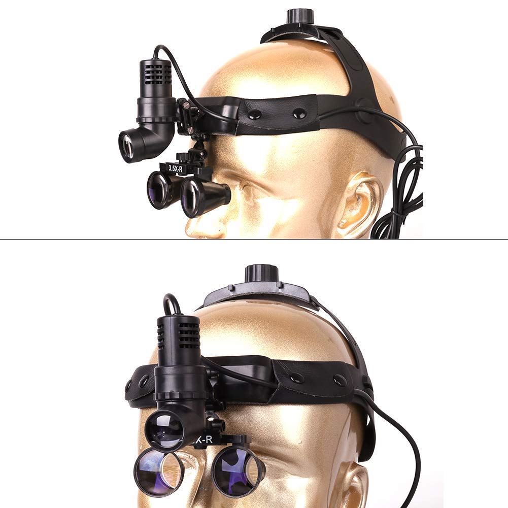 Zahnarztlupe, Chirurgische Lupenbrille, 2,5-Fache Vergrößerung, 3-Watt-Led-Op-Scheinwerfer, Leder-Kopfband Mit Beleuchtung