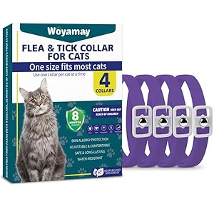 4 Pack Flea Collar for Cats, 8 Months Flea and Tick Prevention for Cats, Natural Cat Flea Collar, Cat Flea & Tick Control, Water Resistant Cat Flea and Tick Collar, One Size Fits All, Purple