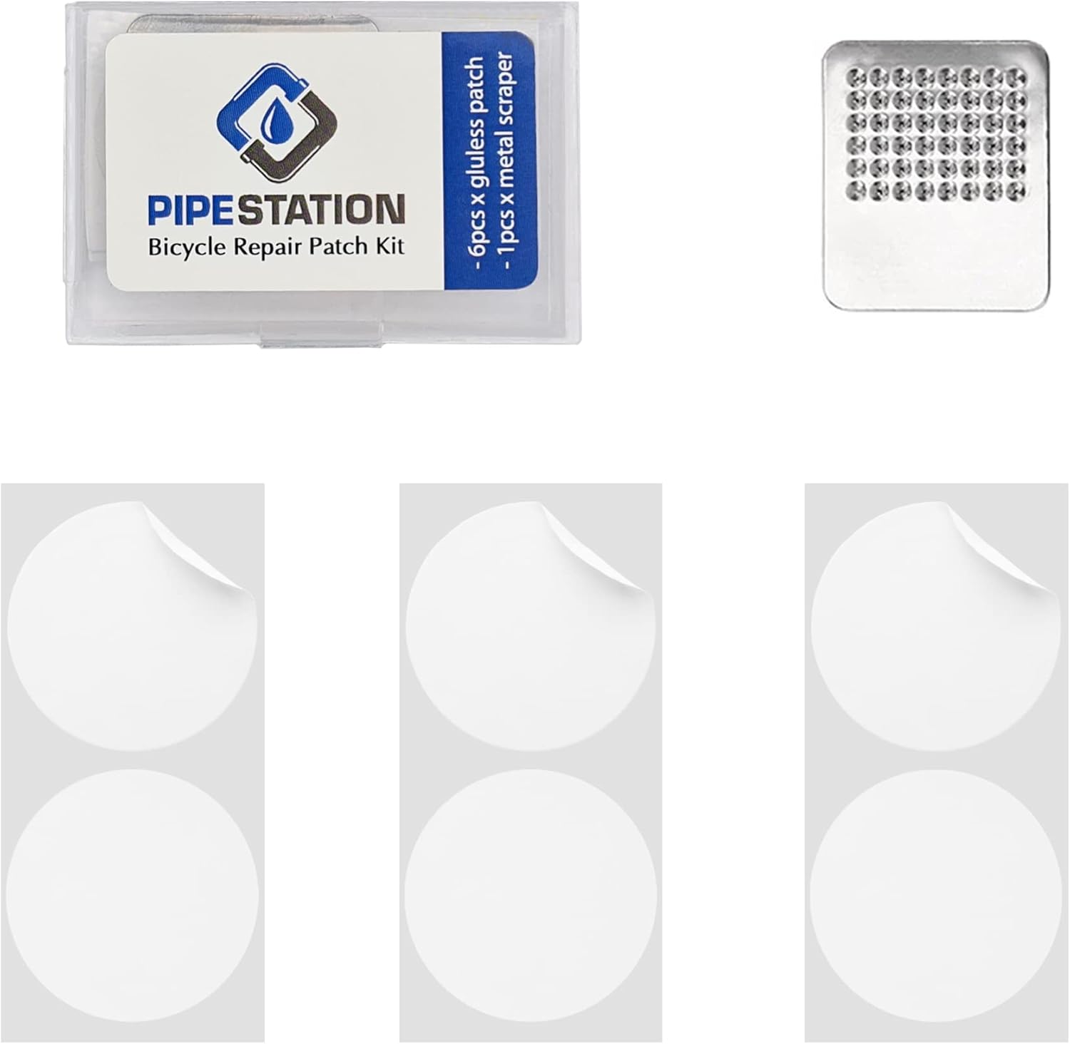 Pipestation® Glueless Bike Tube Puncture Repair Kit (6 Patch Pack