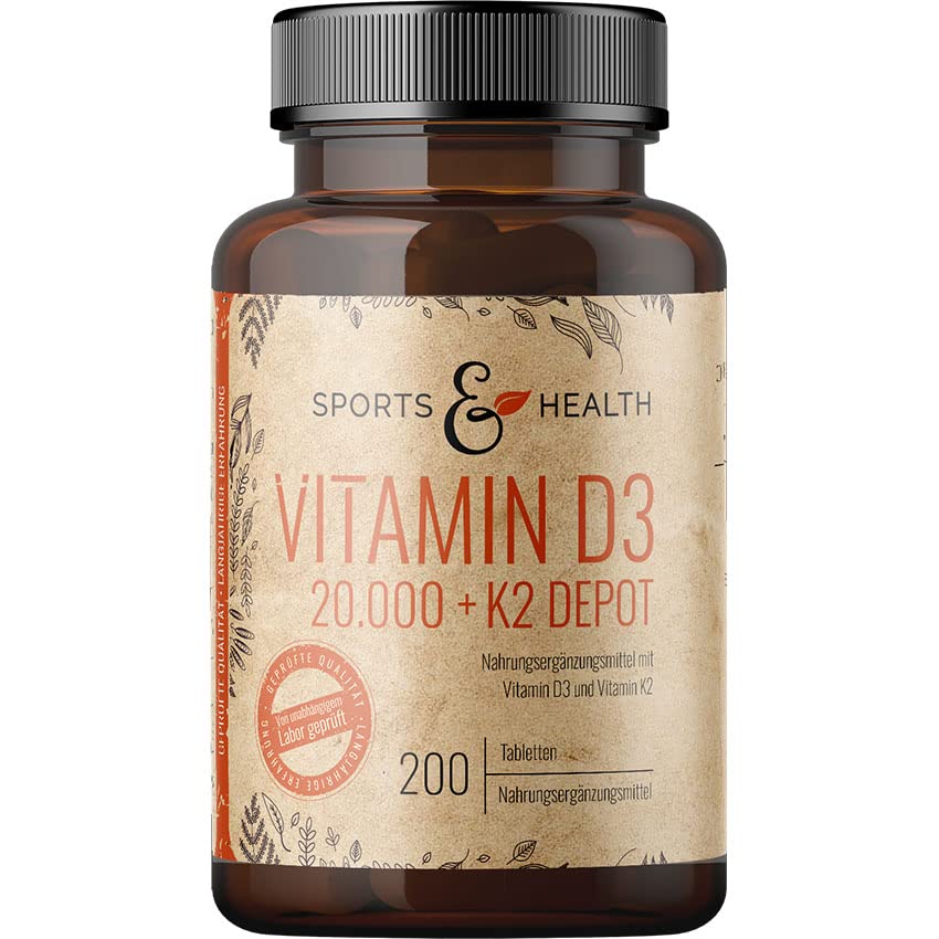 Vitamin D3 K2 Tabletten 200 Tabletten Vitamin D Hochdosiert 20000 IE