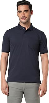 Peter EnglandMen's Premium Branded Regular Fit Half Sleeve Polo T-Shirt with Pocket | Cotton Rich | Birds Eye Interlock Weave