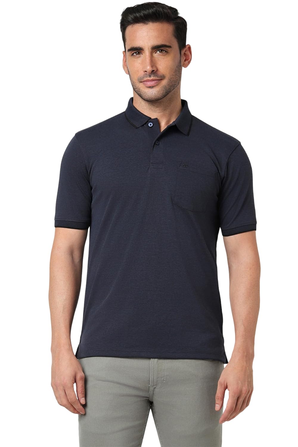 Peter EnglandMen's Premium Branded Regular Fit Half Sleeve Polo T-Shirt with Pocket | Cotton Rich | Birds Eye Interlock Weave