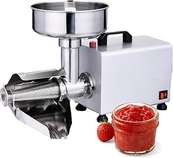 Electric Tomato Strainer Machine 370W - Commercial Stainless Steel Food Milling Press for Canning Tomato Purees Sauces - Sauce Maker
