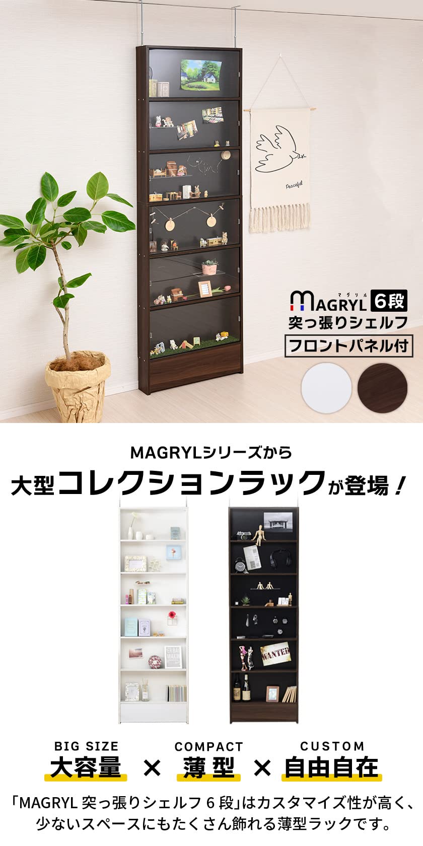 Amazon｜SemiSta 背面スチール マグネット棚 大 コレクションラック