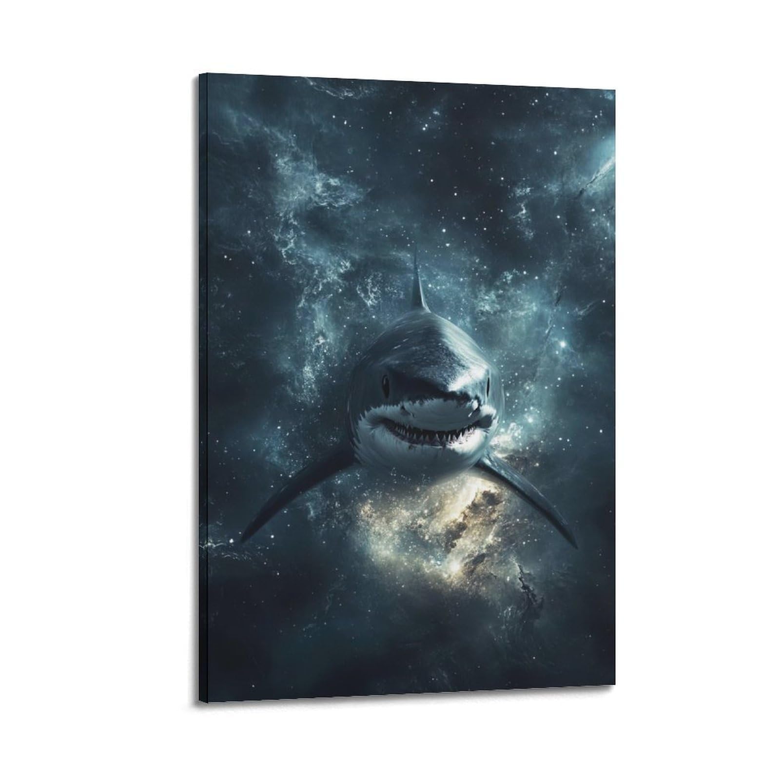 HUIYHB Animal Poster Sharks in The Stars Poster Decorative Painting Canvas Wall Posters And Art Picture Print Modern Family Bedroom Decor Posters 24x36inch(60x90cm)